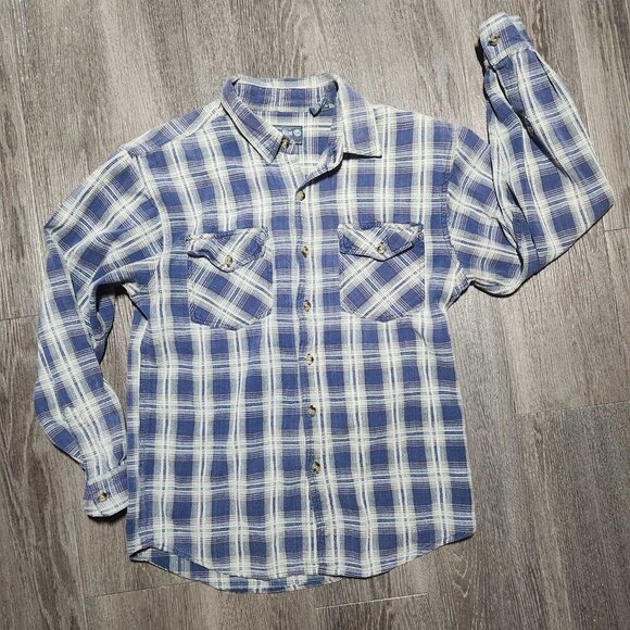 Vintage 70s western soft blue purple and white cotton plaid button-up shirt - Picture 9 of 15